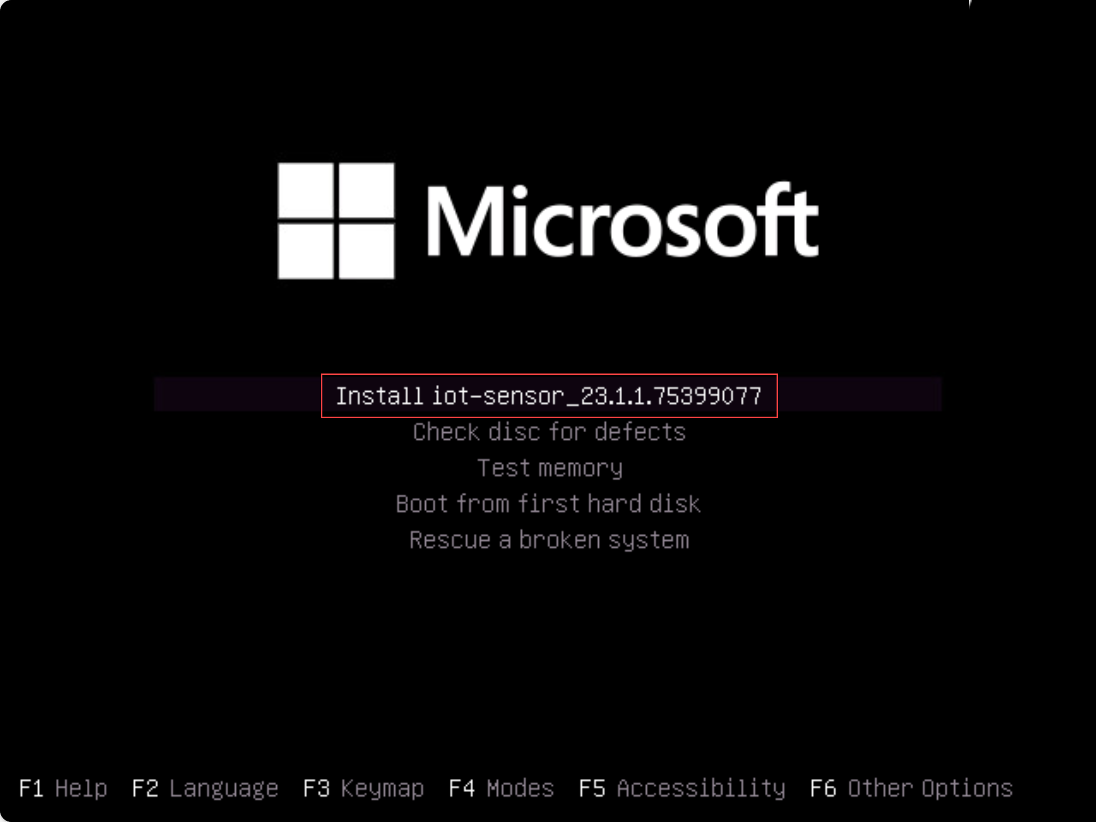 Skærmbillede af den indledende installationsskærm.