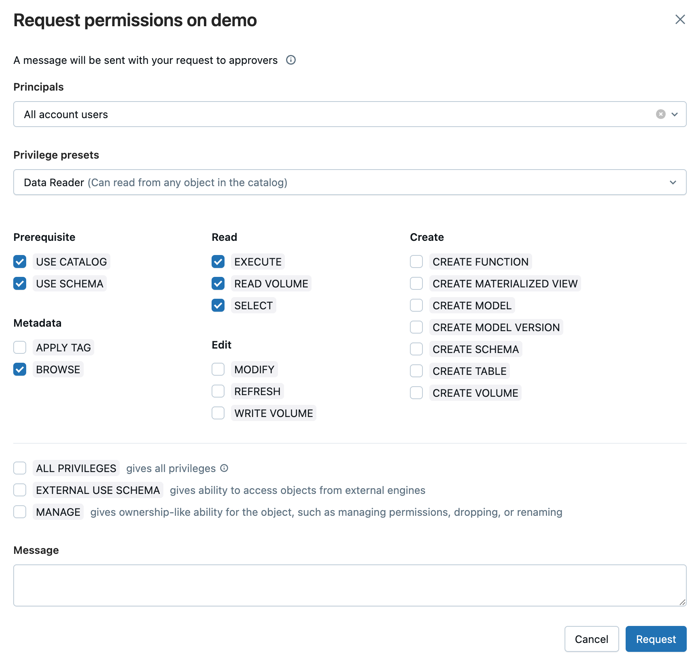 Request access to an object.
