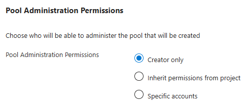 Screenshot that shows how to configure pool administration permissions.