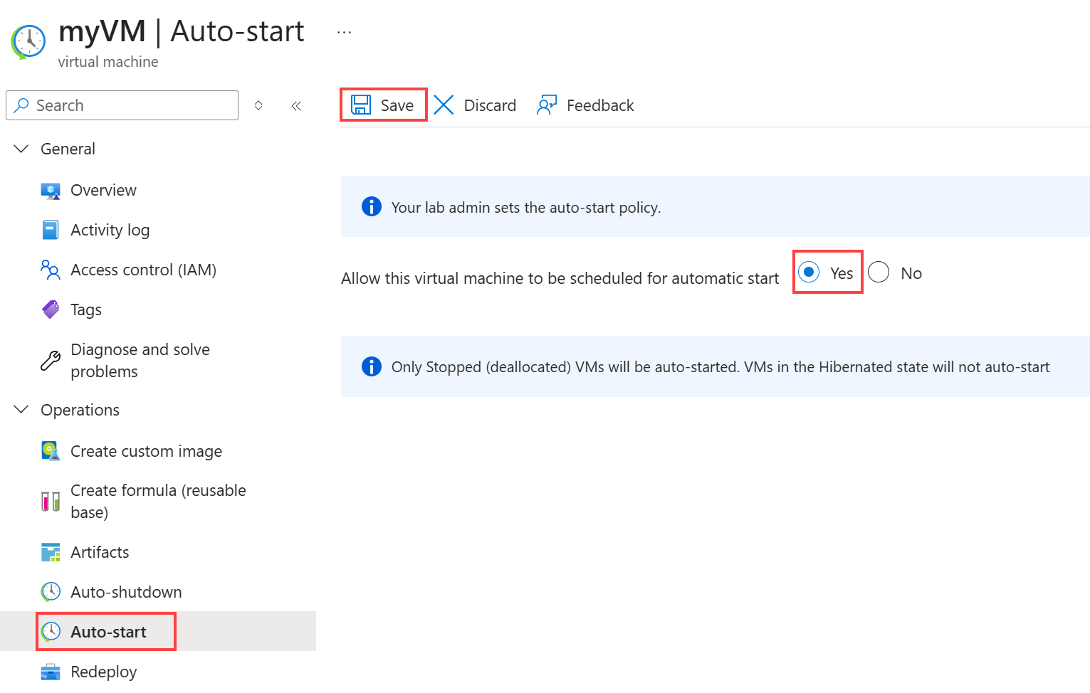 Screenshot of selecting Yes on the Auto-start page.