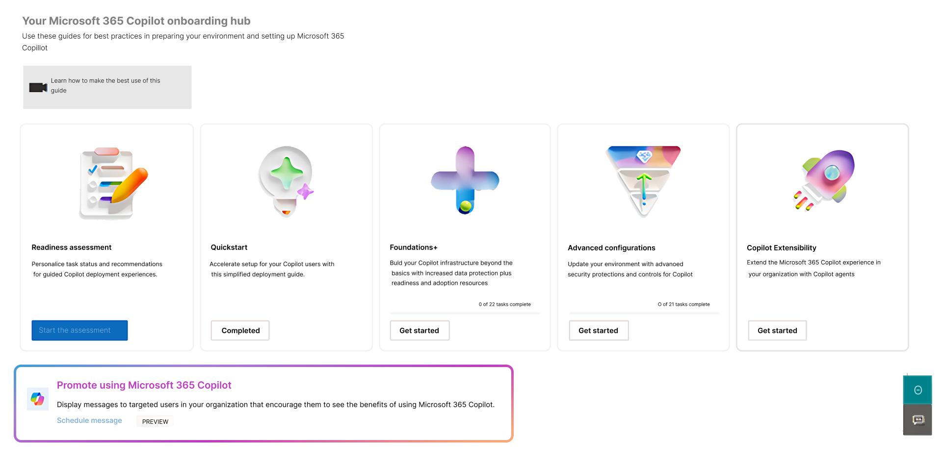Et billede af siden Konfigurer Microsoft 365 Copilot i Microsoft 365 Administration.