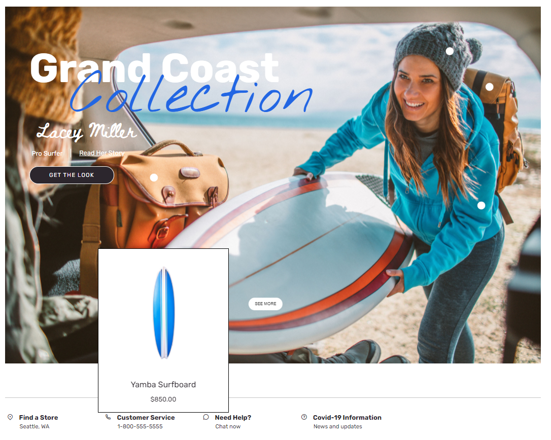 Skærmbillede af et eksempel på et pop op-vindue i et aktivt billedmodul.