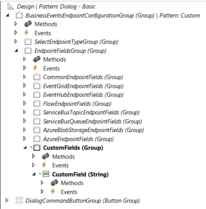 Screenshot of New group control for custom field input.