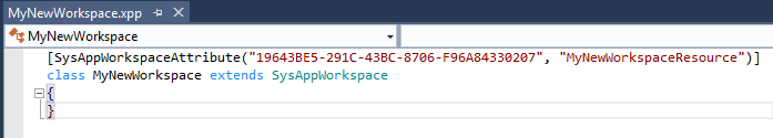 Screenshot of the new workspace class.