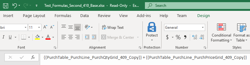 Screenshot of creating a formula in Excel.