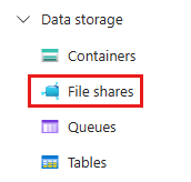 Screenshot of File shares on the service menu.