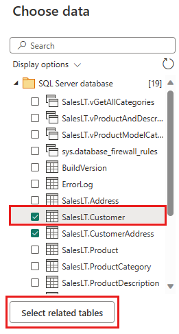 Skærmbillede af valg af data, der skal transformeres.