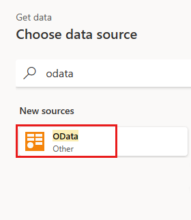 Skærmbillede, der viser OData-connectoren.