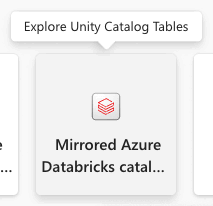 Skærmbillede fra Fabric-portalen af et nyt Azure Databricks-spejlet element.