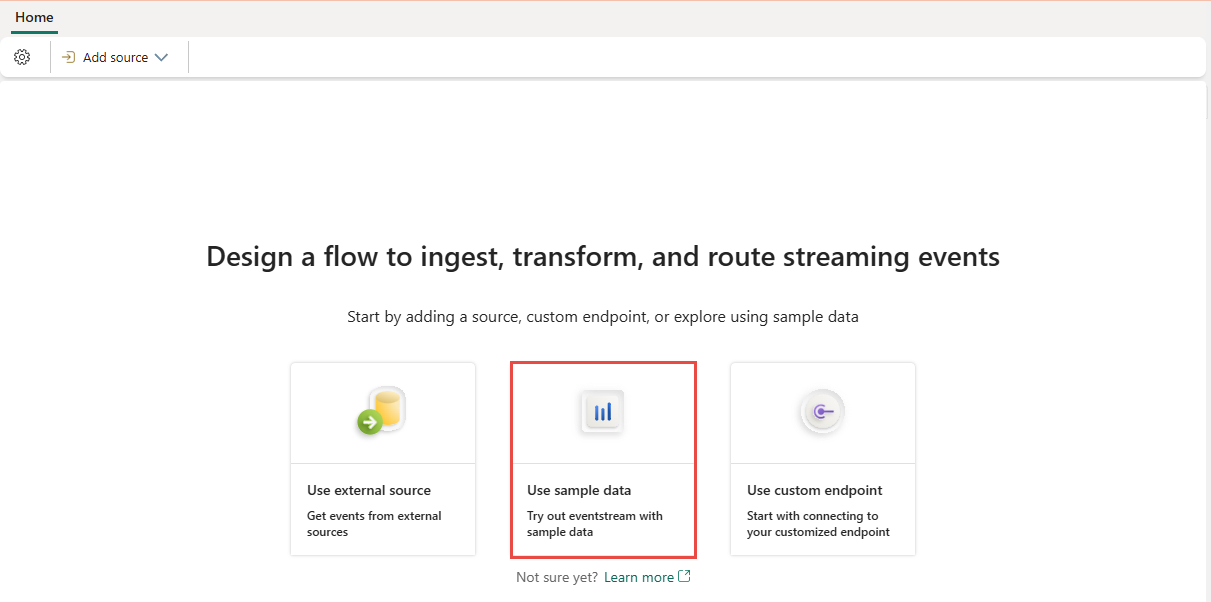 Skærmbillede af flisen til brug af eksempeldata.