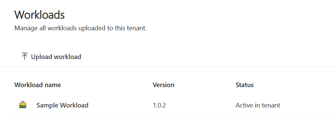 Skærmbillede, der viser den aktive version af arbejdsbelastningen.