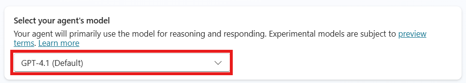 Skærmbillede, der viser placeringen af rullelisten til valg af model i afsnittet Model under indstillingerne.