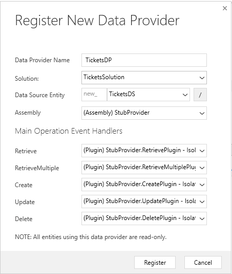 Registrer dataleverandør.