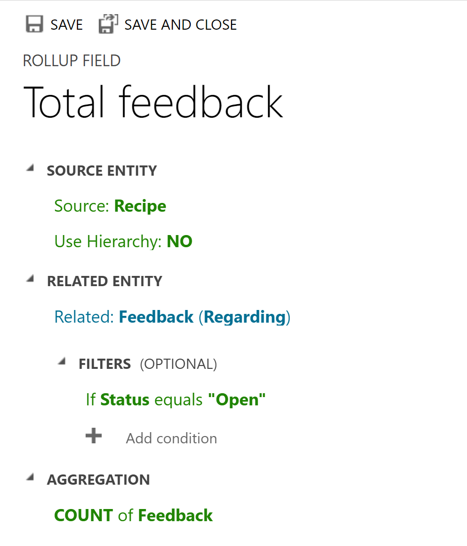 Kolonnen Akkumulering, der viser den samlede optælling af feedback