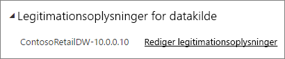 Skærmbillede af dialogboksen med legitimationsoplysninger for datakilden for en semantisk model ved hjælp af en personlig gateway.