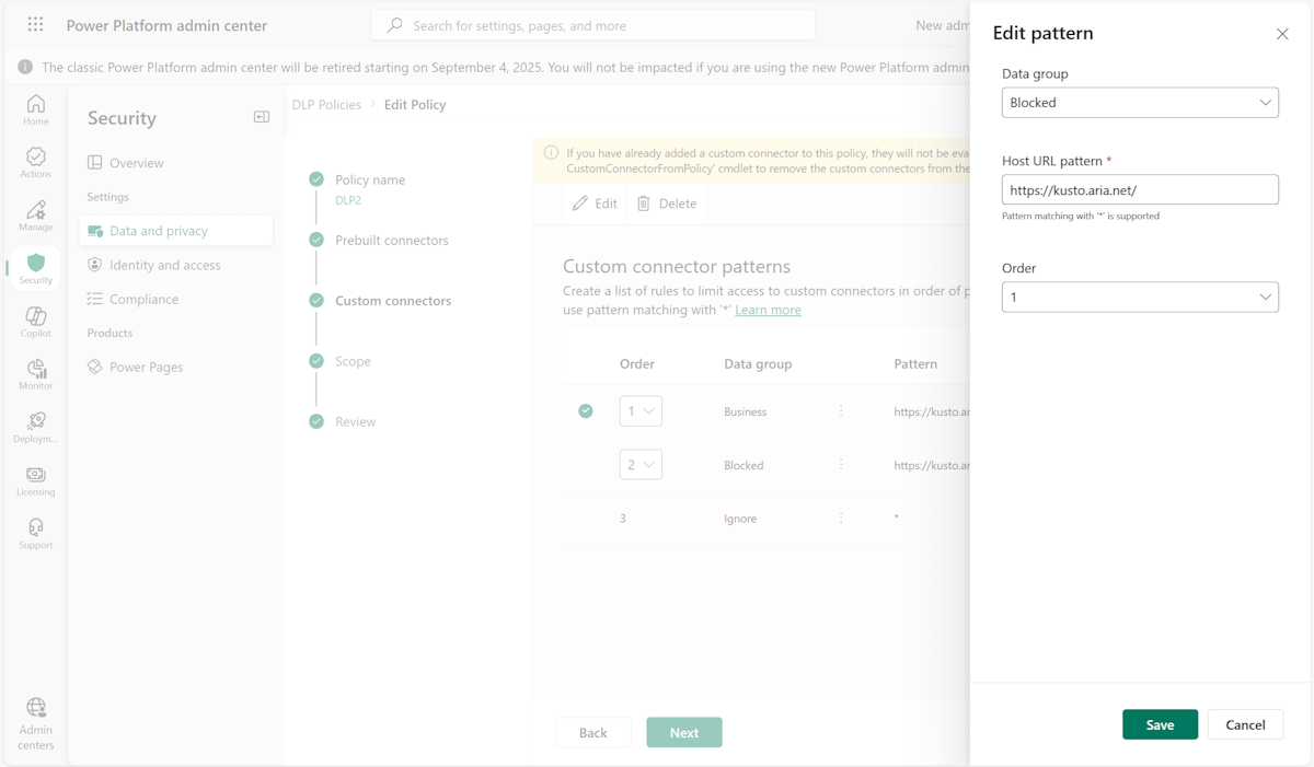 Rediger eller slet brugerdefinerede mønstre.