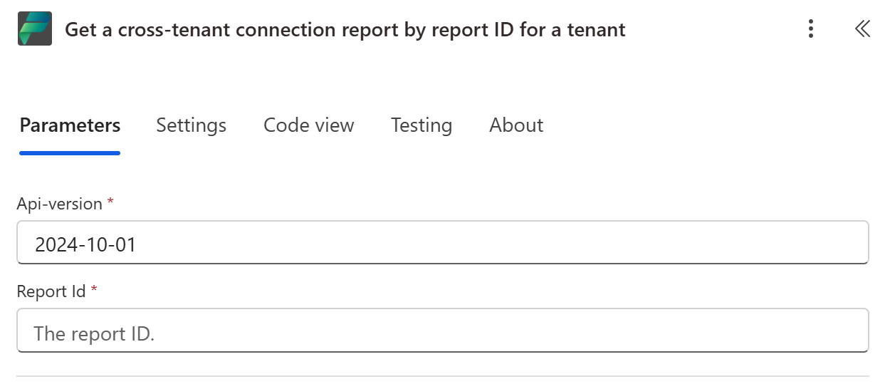 Få en rapport over forbindelse på tværs af lejere efter rapport-id for et lejer-skærmbillede.