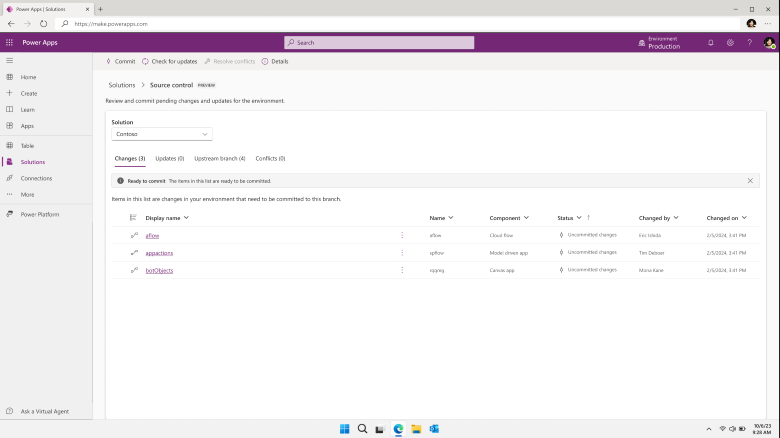 Skærmbillede, der viser indbygget kildekodeintegration.
