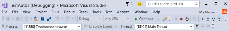 Debug Location toolbar Debug Location toolbar