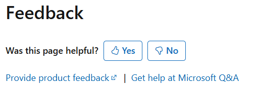 Skærmbillede af feedbackindstillingerne nederst i en dokumentationsartikel.