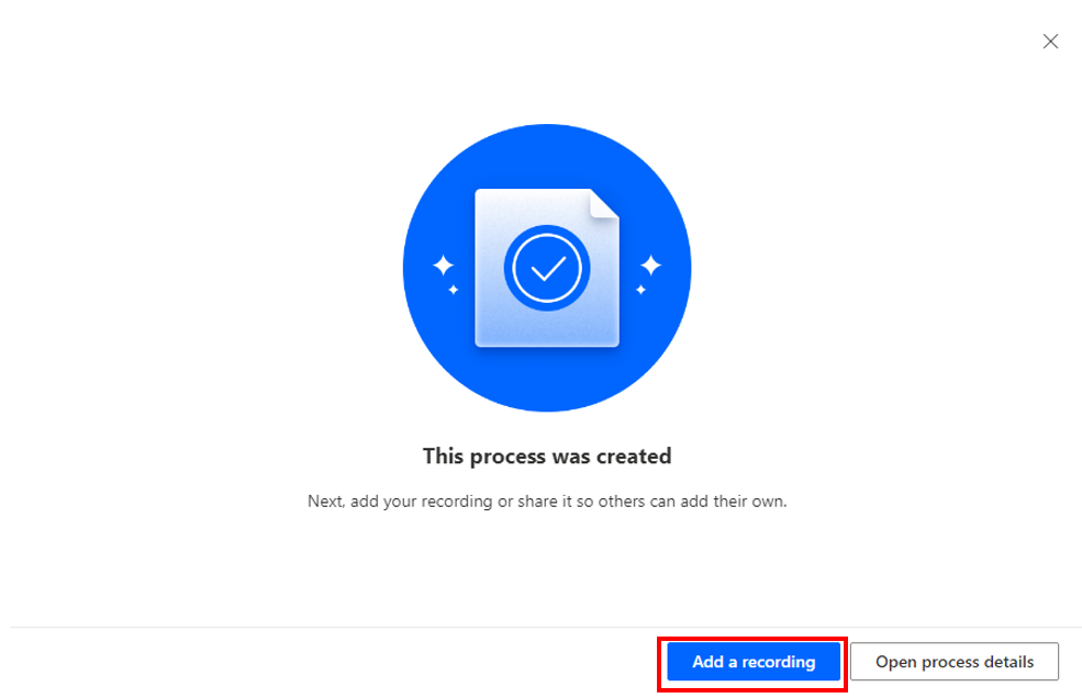 Screenshot of the Add a recording button to open Power Automate for desktop.