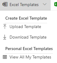 Screenshot of the option to export data into an Excel template.