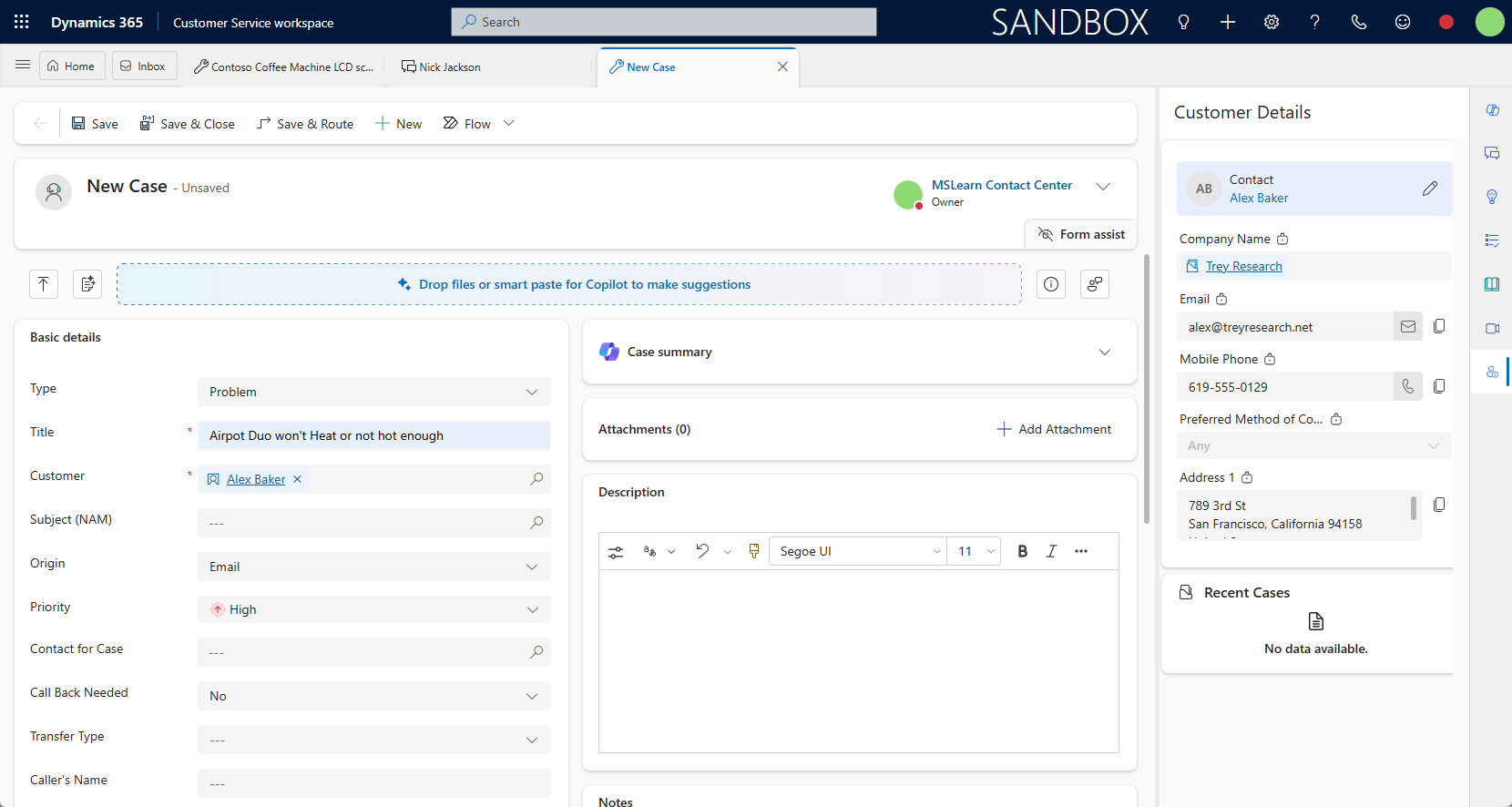 Screenshot of Dynamics 365 Omnichannel for Customer Service.