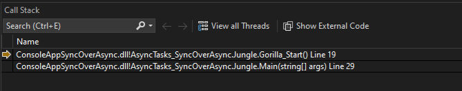 Screenshot of Call Stack.
