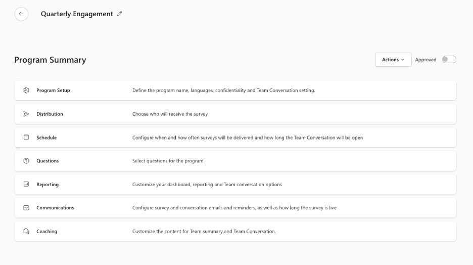 Screenshot of how to access Program Setup from Program Summary.