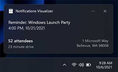 A screenshot of an app notification showing groups of text elements aligned to the left and right of the visual area of the notification.