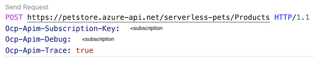 Screenshot des Sendens einer Testanforderung in Visual Studio Code.