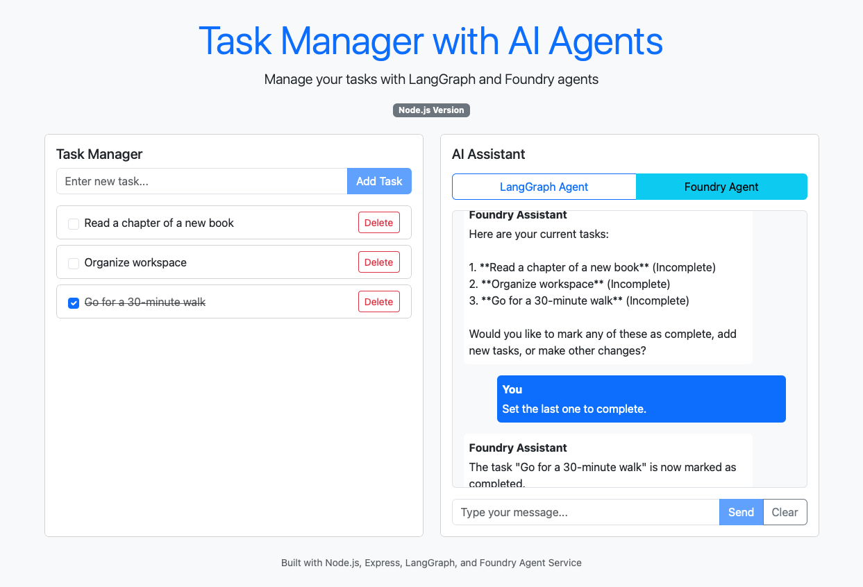 Screenshot einer Chatabschlusssitzung mit einem Microsoft Foundry-Agent.
