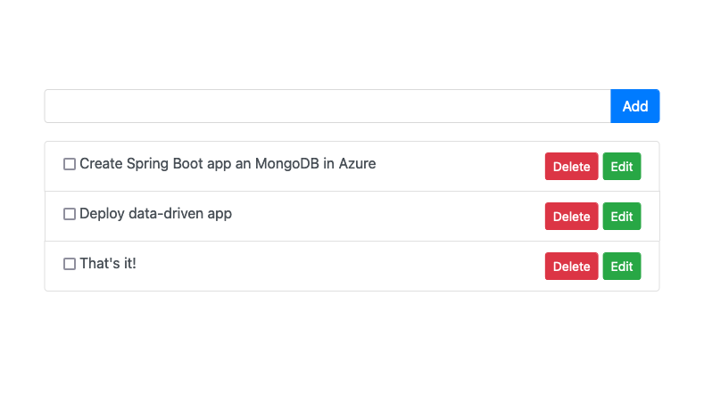 Screenshot: Spring Boot-Anwendung, die Daten in Cosmos DB speichert