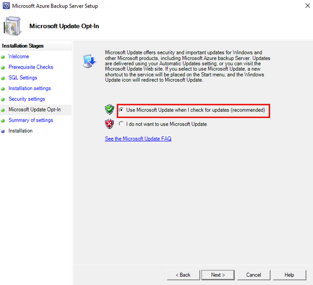 Screenshot der Seite „Microsoft Update-Anmeldung“.