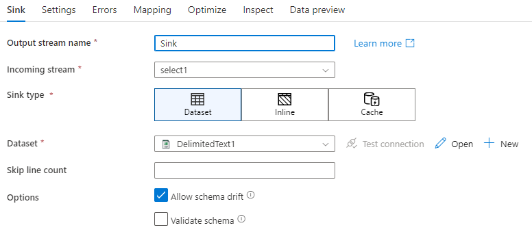 Screenshot, das die Sink-Einstellungen zeigt.