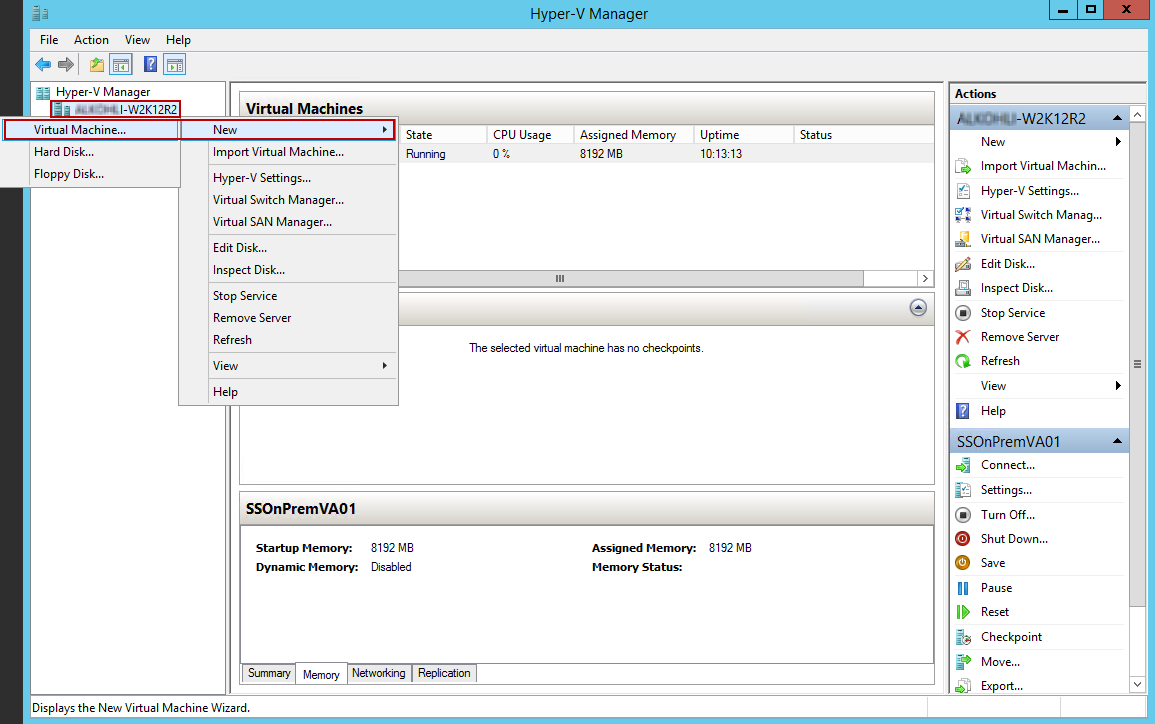 Erstellen eines neuen virtuellen Computers im Hyper-V-Manager