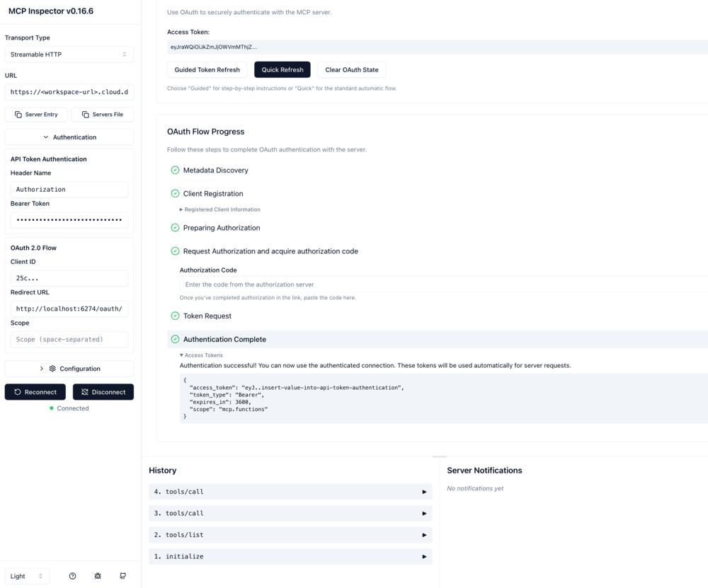 MCP Inspector-Authentifizierungsfluss