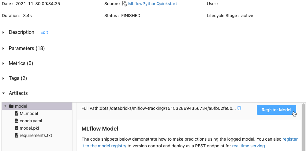 Registrieren des Modells