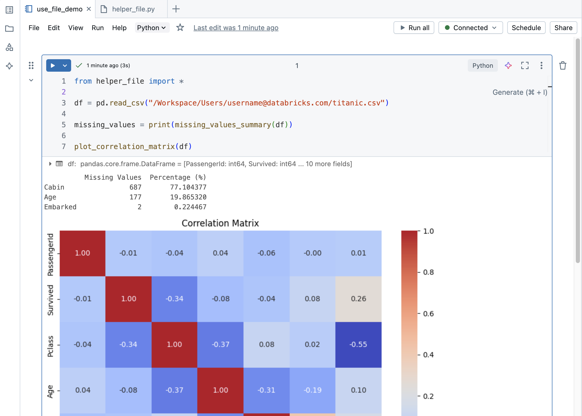 Importieren Sie die Datei in das Notizbuch.