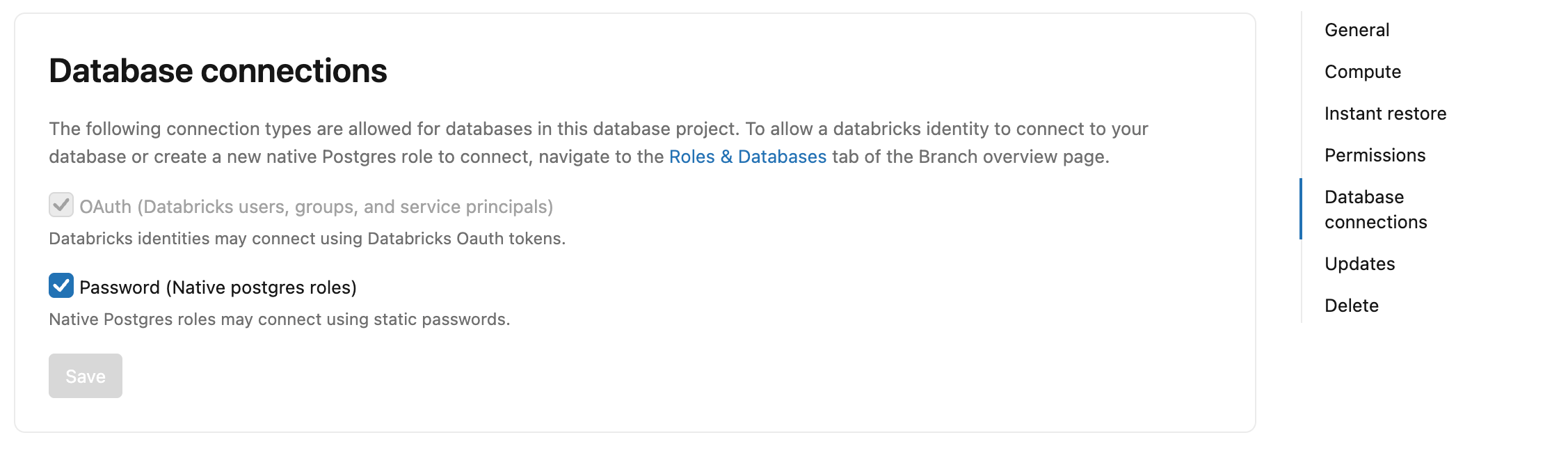 Einstellungen für Datenbankverbindungen