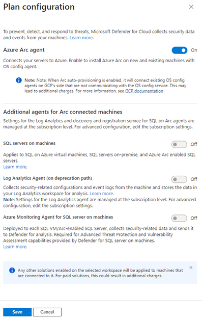 Screenshot, der die Umschaltflächen des Defender-Plans für Datenbanken zeigt.