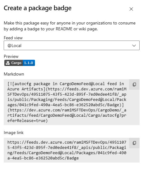 Ein Screenshot, der das Abzeichen-Panel zum Erstellen eines Pakets zeigt.