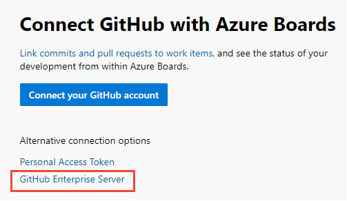Erste Verbindung, GitHub Enterprise Server-Option.