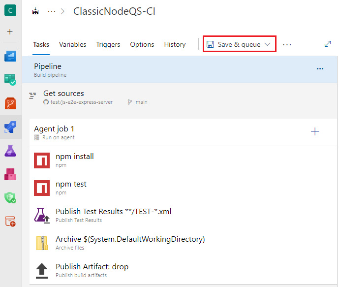 Screenshot der klassischen Pipeline.