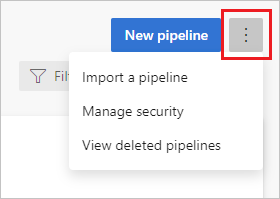 Screenshot des Menüs der Pipeline-Sicherheitsoptionen.