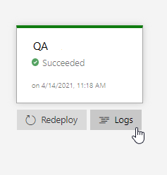 Screenshot, der zeigt, wie auf Bereitstellungsprotokolle zugegriffen wird.