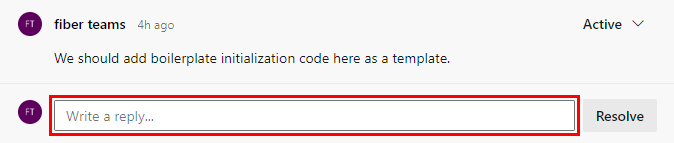 Screenshot zeigt, wo man auf einen PR-Kommentar antworten kann.