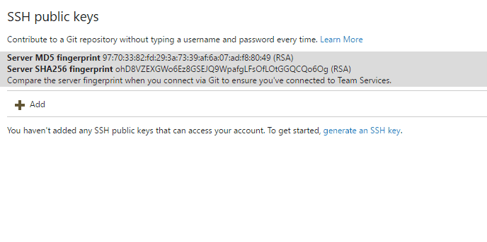 Animierte GIF mit dem Hinzufügen eines öffentlichen SSH-Schlüssels zu Azure DevOps.