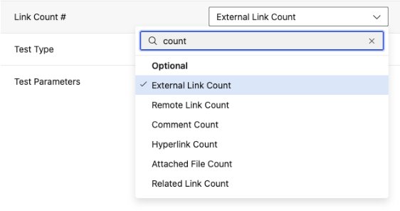 Screenshot des Dropdownmenüs für optionale Aktualisierungen der Feldzuordnung.
