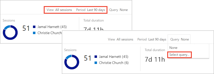 Screenshot der Filter Ansicht und Zeitraum.